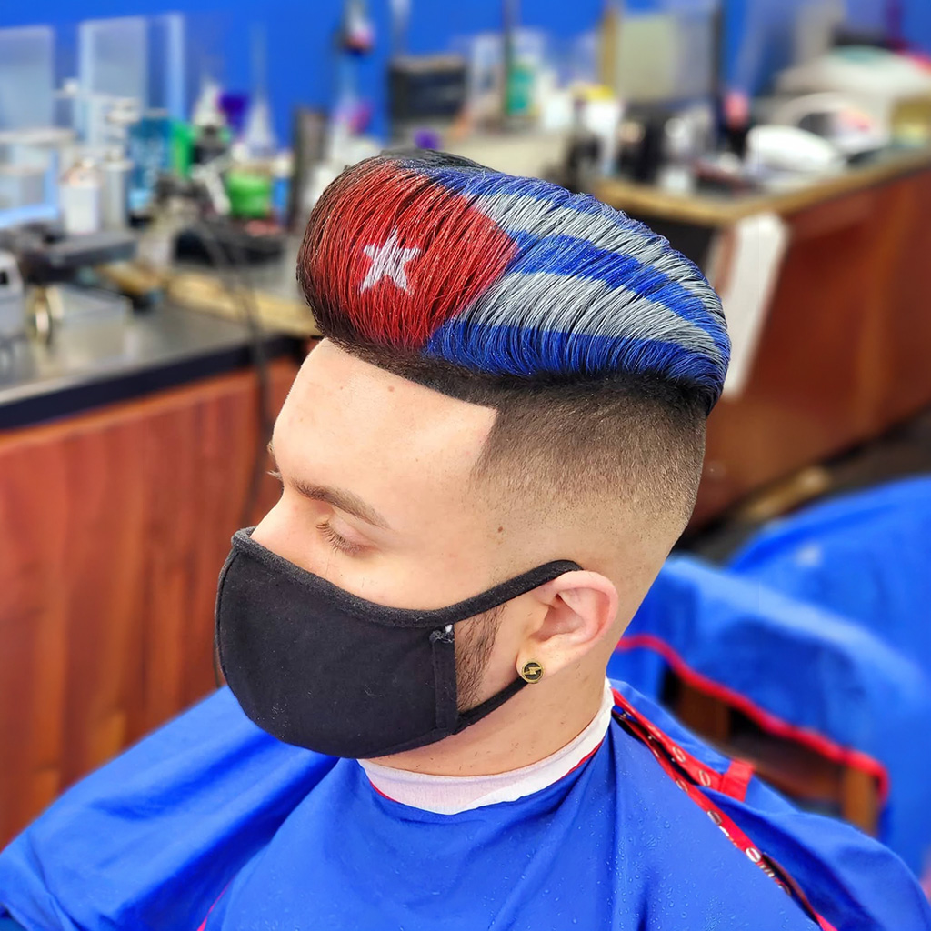 Precision fade haircut in progress